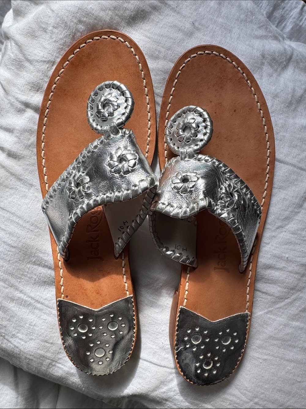Jack Rogers Silver Leather Sandals